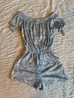 J for Justify Light Blue Floral Off-Shoulder Romper